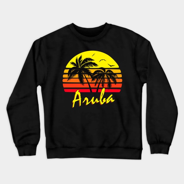 Aruba Retro Sunset Crewneck Sweatshirt by Nerd_art